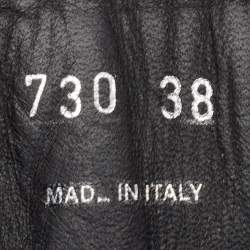 Pre Owned حذاء بوت مقاتل برباط جلد أسود برادا مقاس 38