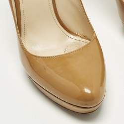 Pre Owned Prada Size 38 Beige Patent Leather Platform Pumps