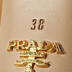 Pre Owned Prada Size 38 Beige Patent Leather Platform Pumps