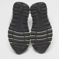 مملوكة مسبقًا Prada Size 36.5 Silver Leather Lace Up Sneakers