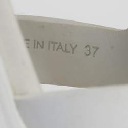 Pre Owned Prada Monolith Size 37 White Rubber Ankle Strap Sandals