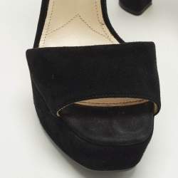 Pre Owned Prada Size 37 Black Suede Ankle Strap Sandals