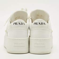 Pre Owned Prada Downtown Size 35 White Leather Bold Platform Low Top Sneakers