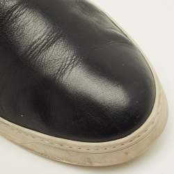 Pre Owned Prada Size 38.5 Black Leather Slip On Sneakers