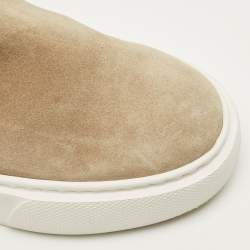 Pre Owned Prada Size 38.5 Beige Suede Platform Slip On Sneakers