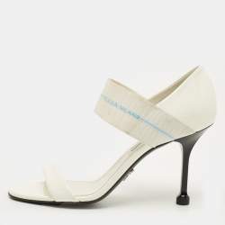 مملوكة مسبقًا Prada Size 36.5 White Patent Leather Elastic Strap Pumps