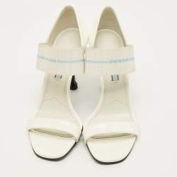Pre Owned Prada Size 36.5 White Patent Leather Elastic Strap Pumps
