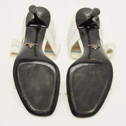 Pre Owned Prada Size 36.5 White Patent Leather Elastic Strap Pumps