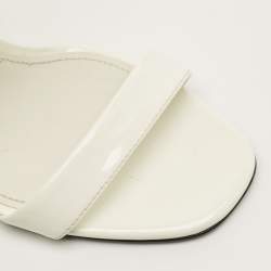 Pre Owned Prada Size 36.5 White Patent Leather Elastic Strap Pumps