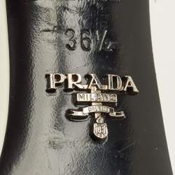 Pre Owned Prada Size 36.5 White Patent Leather Elastic Strap Pumps