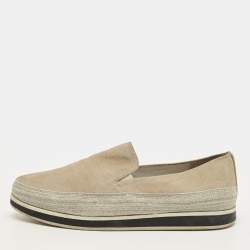 مملوكة مسبقًا Prada Size 38.5 Grey Suede Slip On Sneakers