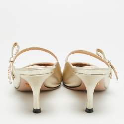 Pre Owned حذاء برادا جلد ذهبي مقدمة مدببة مقاس 38