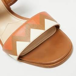 مملوكة مسبقًا Prada Size 37 Brown/Cream Leather Slingback Sandals