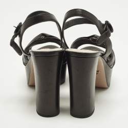 Pre Owned صندل بلاتفورم سير كاحل سويدي أسود برادا برباط مقاس 39