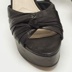 Pre Owned صندل بلاتفورم سير كاحل سويدي أسود برادا برباط مقاس 39