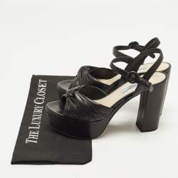 Pre Owned صندل بلاتفورم سير كاحل سويدي أسود برادا برباط مقاس 39