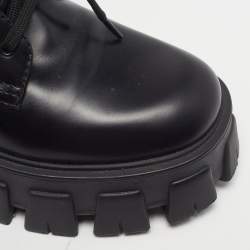 Pre Owned حذاء بوت كاحل برادا نيوبرين ومطاط أسود طول الكاحل مقاس 36.5