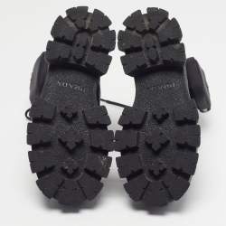 Pre Owned حذاء بوت كاحل برادا نيوبرين ومطاط أسود طول الكاحل مقاس 36.5