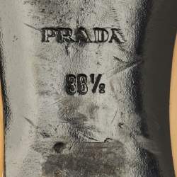 Pre Owned Prada Logo Size 38.5 Beige Patent Leather Smoking Slippers