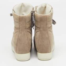 Pre Owned Prada Size 39 Beige Suede Wedge Sneakers