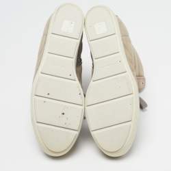 Pre Owned Prada Size 39 Beige Suede Wedge Sneakers