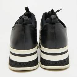 Pre Owned حذاء رياضي برادا جلد أسود رباط علوي ديربي مقاس 35.5