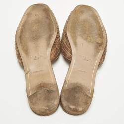 Pre Owned Prada Size 37 Blue/Brown Python Leather Flat Slides