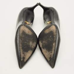 Pre Owned حذاء كعب عالي برادا جلد بيج لامع مقدمة مدببة مقاس 37.5