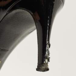 Pre Owned حذاء كعب عالي برادا جلد بيج لامع مقدمة مدببة مقاس 37.5