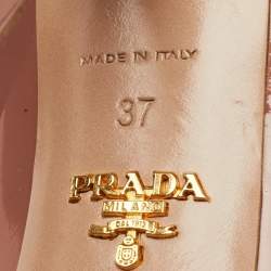 Pre Owned Prada Size 37 Peach Pink Patent Leather Platform Pumps
