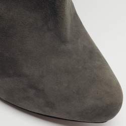 Pre Owned Prada Size 38 Grey Suede Platform Knee Length Boots