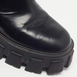 Pre Owned Prada Monolith Size 39 Black Fabric and Leather Ankle Length Boots