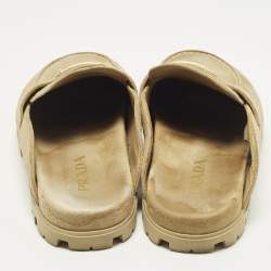 Pre Owned Prada Size 39 Beige Suede Flat Mules