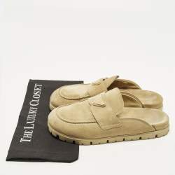Pre Owned Prada Size 39 Beige Suede Flat Mules