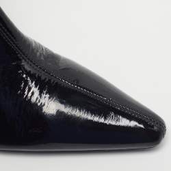 Pre Owned Prada Size 39 Black Patent Leather Pointed Toe Knee Length Boots