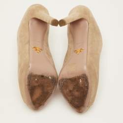 مملوكة مسبقًا حذاء مولز برادا منصة مقدمة مفتوحة شامواه بيج مقاس 38