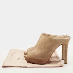 مملوكة مسبقًا حذاء مولز برادا منصة مقدمة مفتوحة شامواه بيج مقاس 38