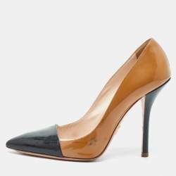 مملوكة مسبقًا Prada Size 39 Brown/Black Patent Leather Pointed Toe Pumps