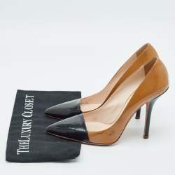 مملوكة مسبقًا Prada Size 39 Brown/Black Patent Leather Pointed Toe Pumps