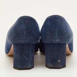 Pre Owned Prada Size 38.5 Blue Suede Round Toe Pumps