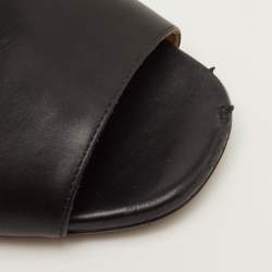 مملوكة مسبقًا Prada Size 36.5 Black Leather Open Toe Ankle Strap Sandals