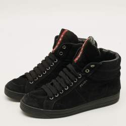 مملوكة مسبقًا Prada Size 39 Black Suede High Top Sneakers