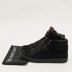 مملوكة مسبقًا Prada Size 39 Black Suede High Top Sneakers