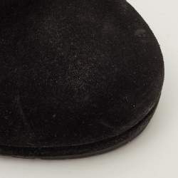 Pre Owned Prada Size 39 Black Suede Wedge Ankle Length Boots