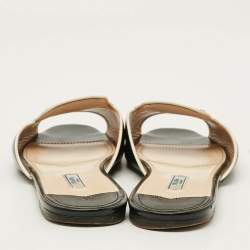 Pre Owned Prada Size 41.5 Black Saffiano Leather Flat Slides 