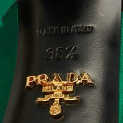 Pre Owned Prada Size 38.5 Green/Black Satin Embellished Mary Jane Pumps