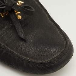 مملوكة مسبقًا Prada Bow Size 37 Black Leather Slip On Loafers