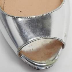 Pre Owned حذاء كعب عالي برادا جلد لامع أصفر مقدمة دائرية وحزام كاحل مقاس 39