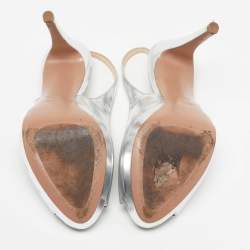 Pre Owned حذاء كعب عالي برادا جلد لامع أصفر مقدمة دائرية وحزام كاحل مقاس 39