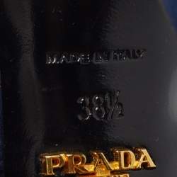 Pre Owned Prada Size 38.5 Navy Blue Suede Platform Ankle Strap Sandals